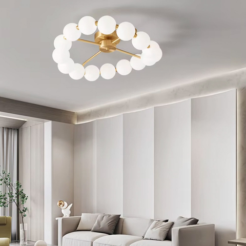 Стельова люстра у вигляді кільця із полімерних кульок Ø 50 см