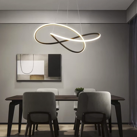 Черная люстра с подвесным переплетенным кольцом Ø 80 см