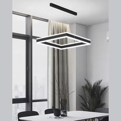 Люстра з підвісним квадратом у чорному корпусі 60 см