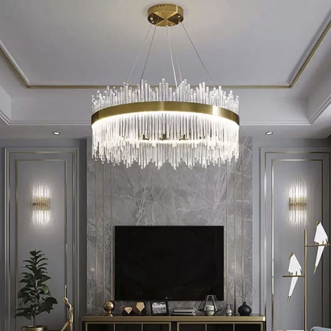 Підвісна LED люстра у вишуканому латунному каркасі Ø 60 см