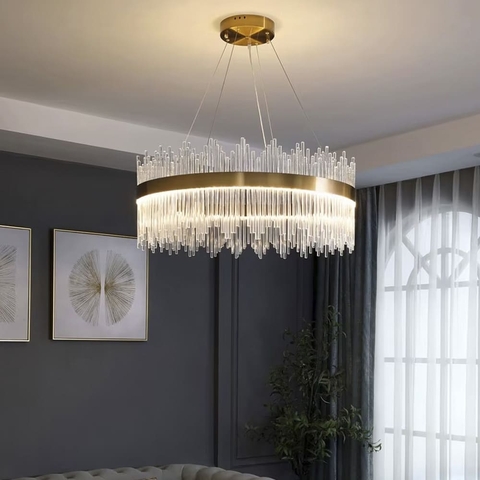 Підвісна LED люстра у вишуканому латунному каркасі Ø 80 см