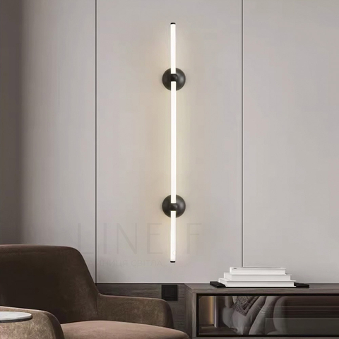 Лінійне бра у чорному корпусі з двома кріпленнями 92 см