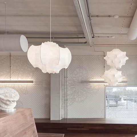 Світильник із білим абажуром 50х45 см у стилі Wabi-sabi