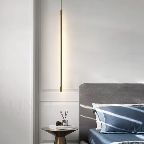 Линейные подвесные светильники в латунном каркасе длиной 80 см