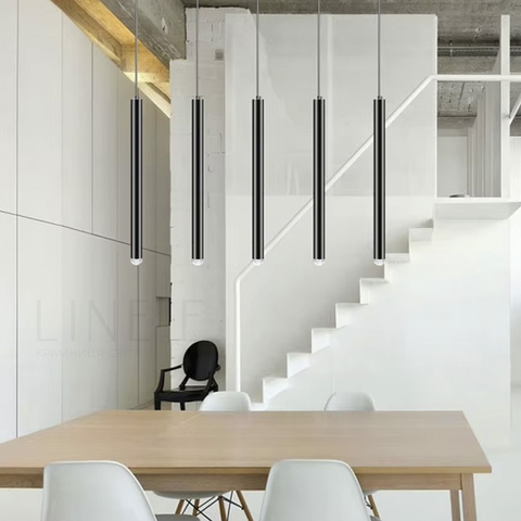 Видовжений підвіс у чорному корпусі в стилі модерн 62 см