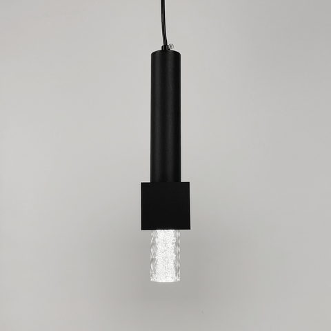 Геометричний підвіс у чорному корпусі із прозорим розсіювачем 30х6 см