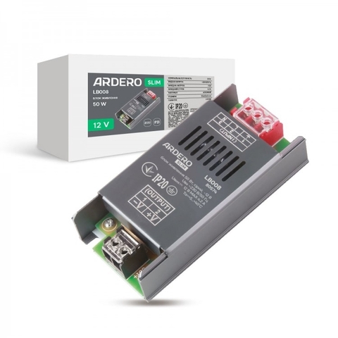 Блок питания для LED ленты Ardero 12В 50Вт 105х50х24 мм