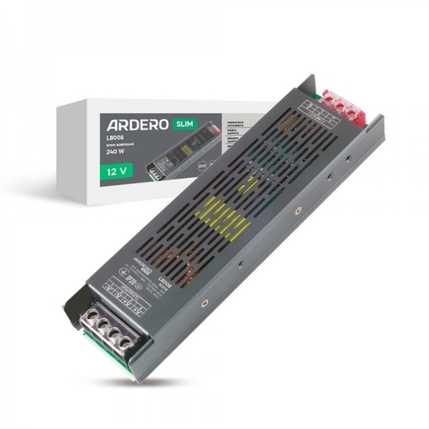 Блок питания для LED ленты Ardero 12В 240Вт	226х60х28 мм