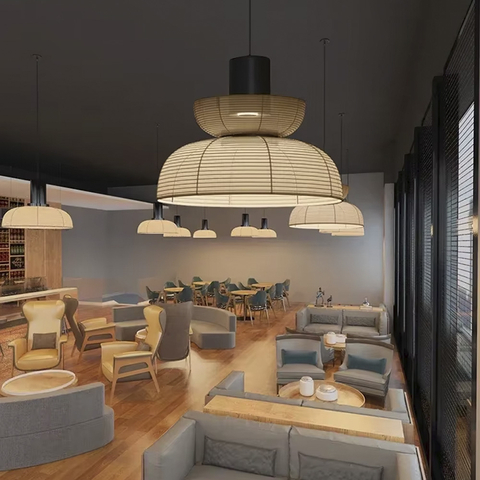 Люстра у чорному корпусі з білим абажуром Ø 60 см