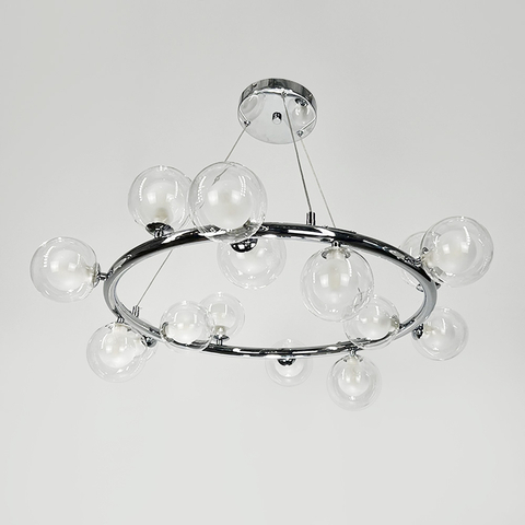 Кільцева люстра у хромованому корпусі з 15 подвійними плафонами Ø 75 см