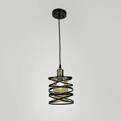 Подвес в черном корпусе с янтарным плафоном 16х16 см