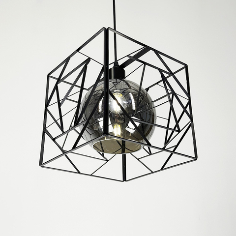 Люстра у чорному корпусі з графітовим плафоном 24х24 см