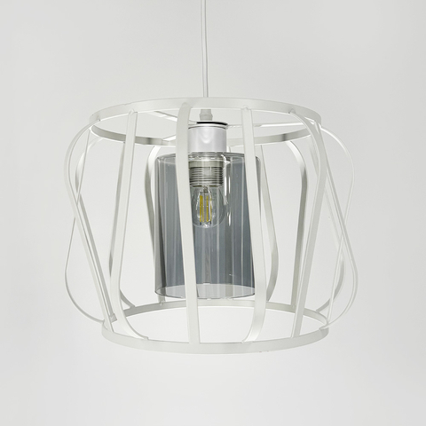 Подвесной светильник с графитовым плафоном в белом корпусе 32×23 см