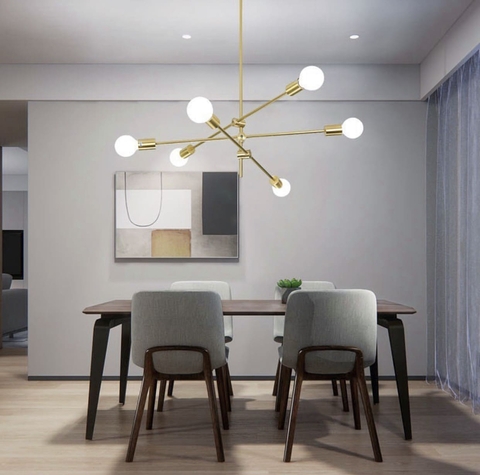 Мінімалістичний світильник без плафонів на 6 патронів з цоколем Е27 