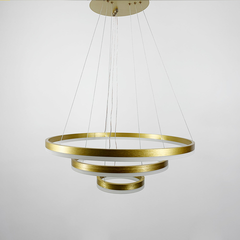 Подвесная люстра в латунном корпусе на три кольца 60, 40 та 20 см