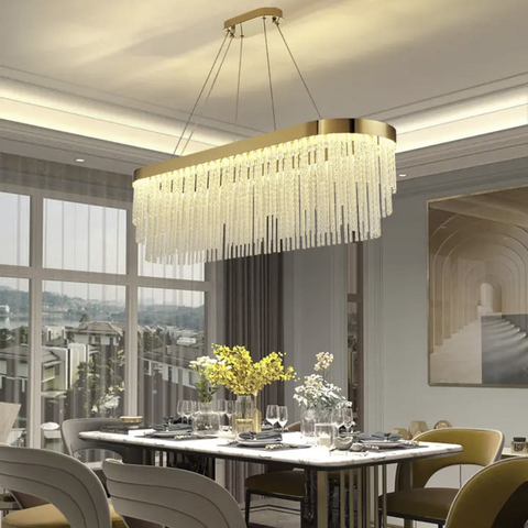 Видовжена розкішна латунна люстра 100 см