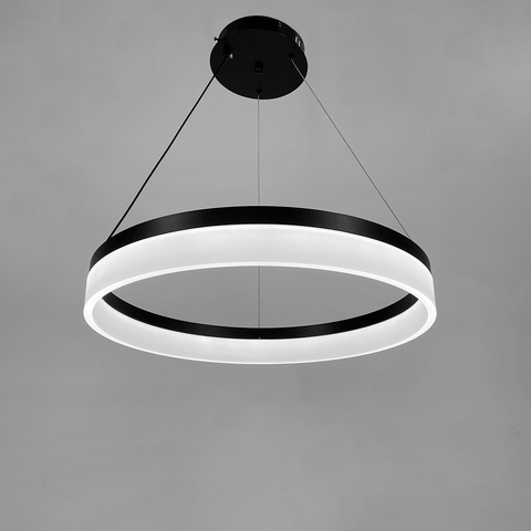 Сучасна кільцева люстра в чорному каркасі Ø 60 см