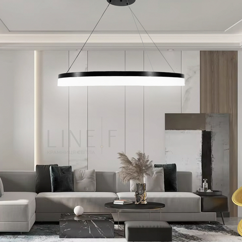 Сучасна LED люстра у чорному каркасі Ø 80 см