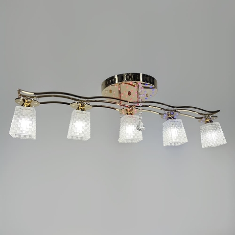 Золота люстра на 5 плафонів Е14 з RGB