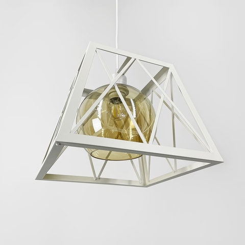 Светильник лофт в корпусе белого цвета с янтарным плафоном