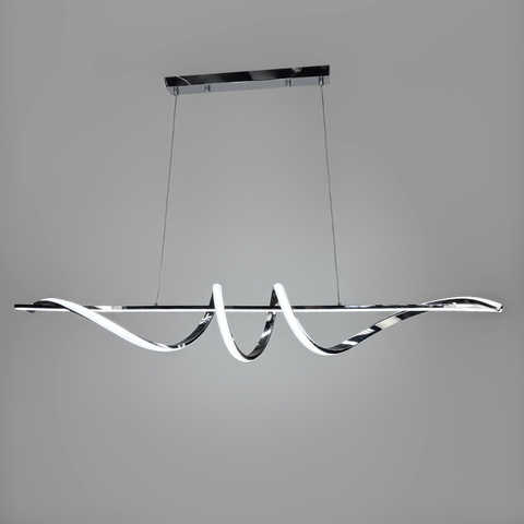 Удлиненная люстра Wave в серебряном корпусе 120 см