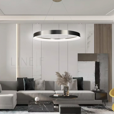 Сучасна кільцева люстра в сатиновому каркасі Ø 80 см