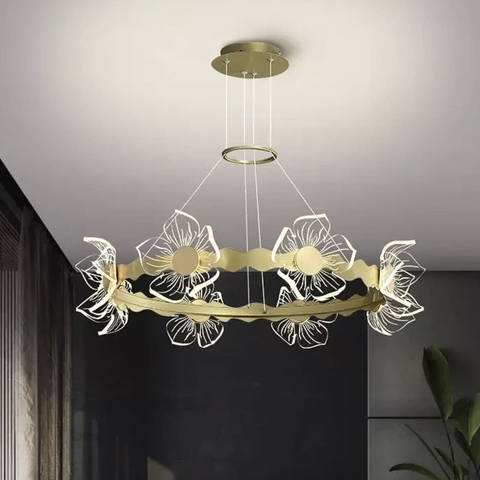Розкішна підвісна люстра з квітами в латунному корпусі Ø 75 см