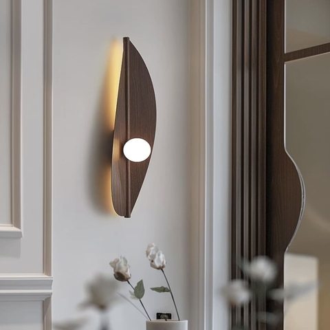 Природне бра у формі витонченого дерев'яного листка 42х13 см