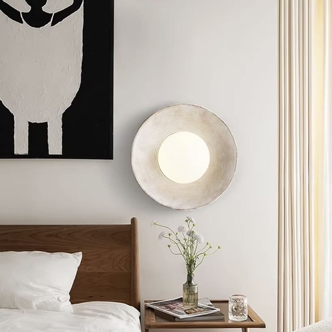 Гіпсовий світильник із білим текстурним плафоном Ø 24 см