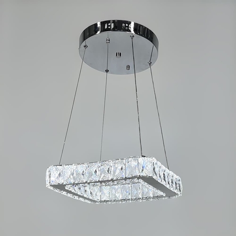 Елегантна люстра з підвісним кришталевим квадратом 27х27 см