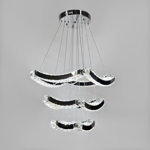 Елегантна кришталева люстра на 3 яруси 40+30+20 см