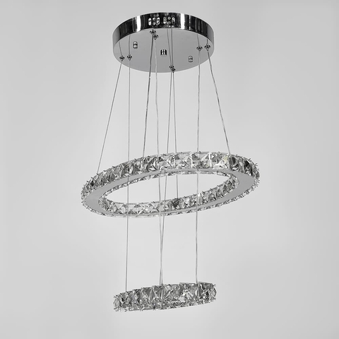 Елегантна кришталева люстра на 2 овальні яруси 50+30 см