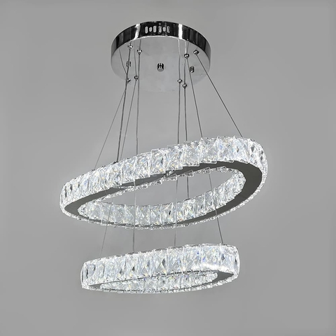 Елегантна кришталева люстра на 2 овальні яруси 50+40 см