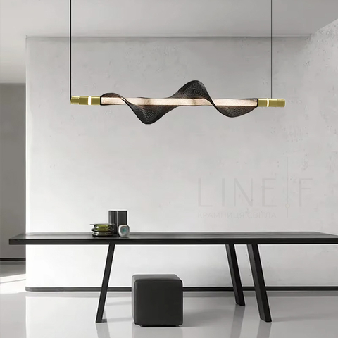 Світлодіодний горизонтальний світильник у латунному корпусі із чорною сіткою 80 см