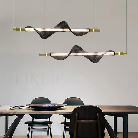 Світлодіодний горизонтальний світильник у латунному корпусі із чорною сіткою 60 см