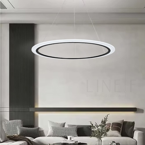 Сучасна чорна підвісна люстра з кільцем Ø 80 см