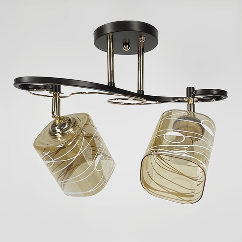 Коричнева люстра на 2 плафони з регулюванням у корпусі 46 см