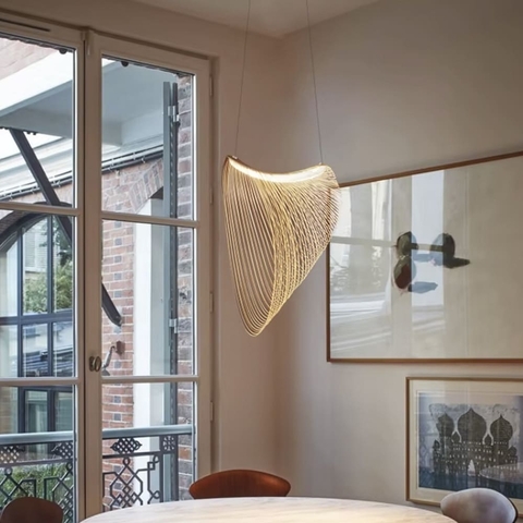 Сучасний світильник з дерев'яних кілець 60х40х55 см