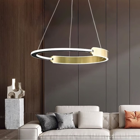 Підвісна люстра у латунно-чорному корпусі кільця Ø 60 см