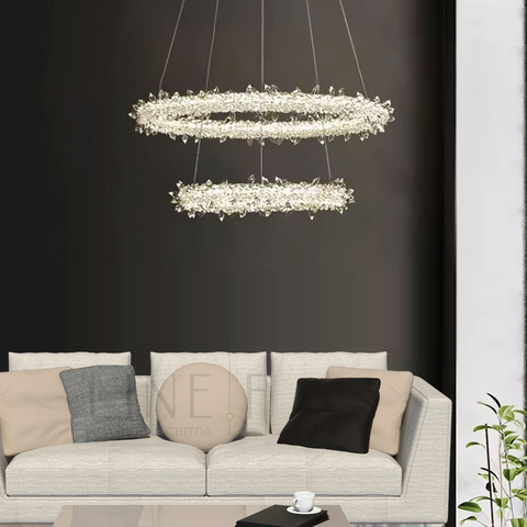 Неймовірна кришталева підвісна люстра Ø 60+40 см