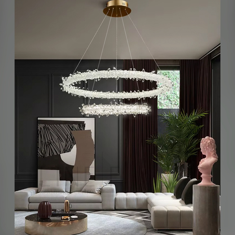 Неймовірна кришталева латунна підвісна люстра Ø 60+40 см