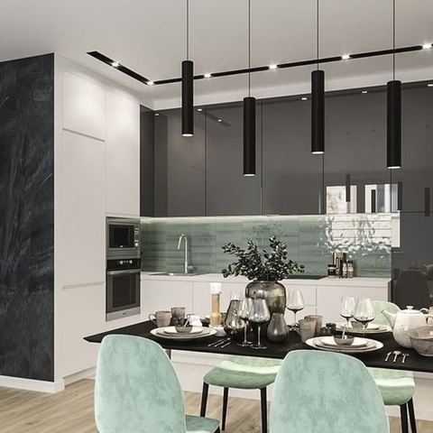 Підвісний світильник у чорному корпусі 34х8 см потужністю 30W