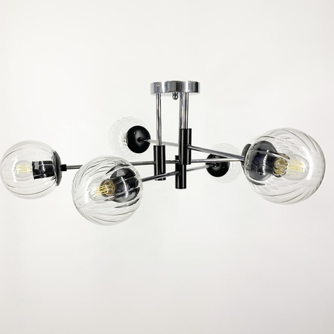 Люстра стельова в хромованому корпусі на 6 прозорих плафонів Ø 70 см