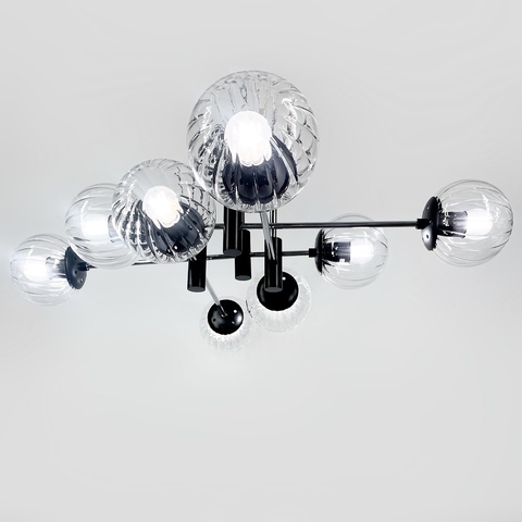 Люстра стельова в хромованому корпусі на 8 прозорих плафонів Ø 85 см