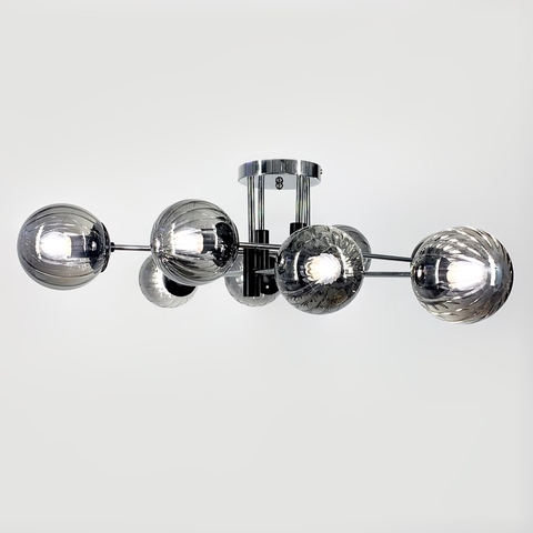 Люстра стельова в хромованому корпусі на 8 графітових плафонів Ø 85 см