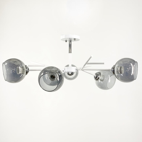 Люстра на 6 графітових плафонів у білому корпусі Ø 60 см