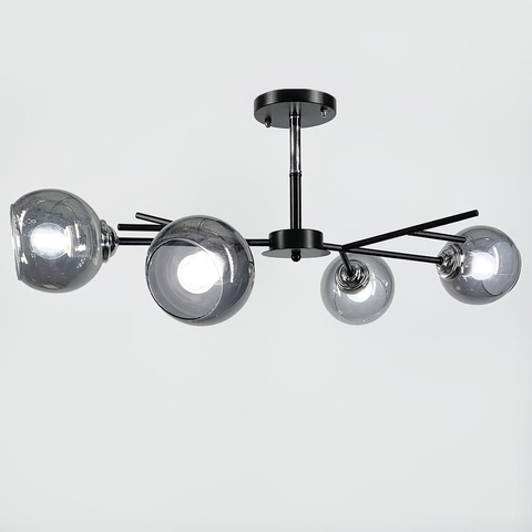 Люстра на 4 графітових плафони в чорному корпусі 75х22 см