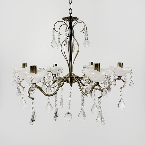 Класична люстра-підсвічник на 6 ламп у сатиновому корпусі Ø 60 см