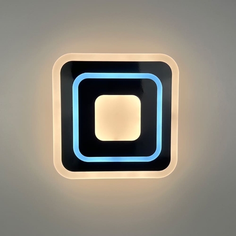 Світлодіодний чорний світильник з матовим акрилом 25х25 см