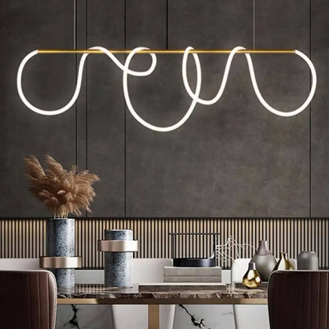 Латунна видовжена люстра ELISION з гнучкою LED стрічкою 150 см